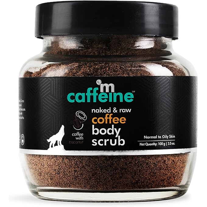 mCaffeine Exfoliating Coffee Body Scrub for Tan Removal & Soft-Smooth Skin | For Women & Men | De-Tan Bathing Scrub with Coconut Oil, Removes Dirt & Dead Skin from Neck, Knees, Elbows & Arms - 100gm - Image 1